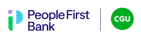 The People First Bank logo and the CGU logo separated by