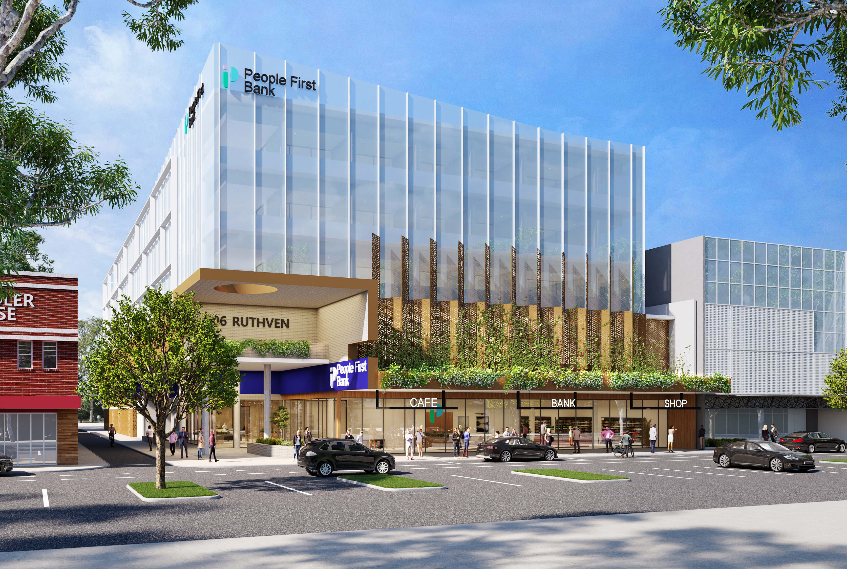 An artist's impression of the new People First Bank head office at 502 Ruthven Street, Toowoomba.